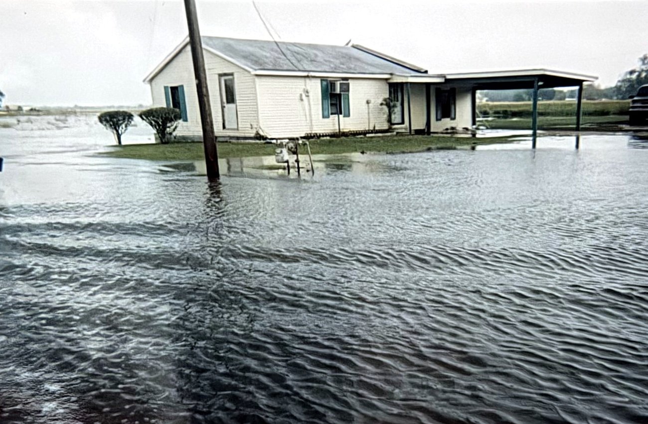 My family's house surrounded by floodwater in south Louisiana