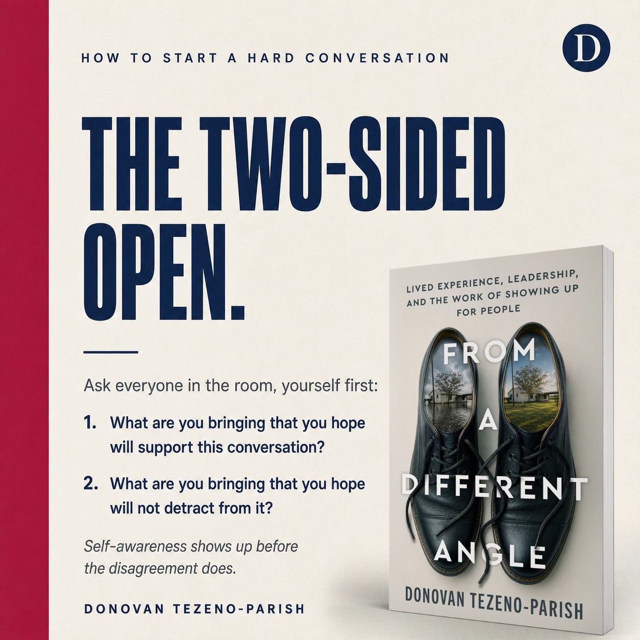 The Two-Sided Open, the two questions to ask before a hard conversation begins.